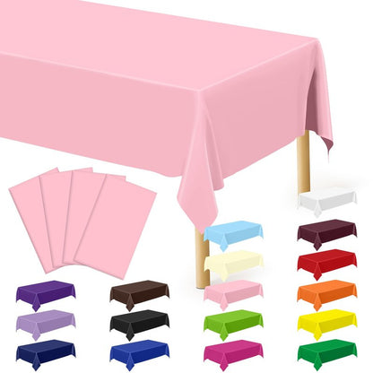 4 PCS Plastic Table Cloth Disposable, 54 x 108 Inches Pink Tablecloth, Plastic Table Cover Rectangle Tablecloth for Baby Shower Decorations and Wedding Party, Tablecloths of Leakproof Home Essentials