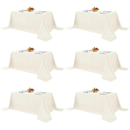 Fitable Elegant Rectangle Table Clothes, 6 Pack - 90 x 132 Inch, Ivory - Reusable and Washable Tablecloths, Polyester Fabric Table Covers for Wedding, Party, Banquet, Formal Events