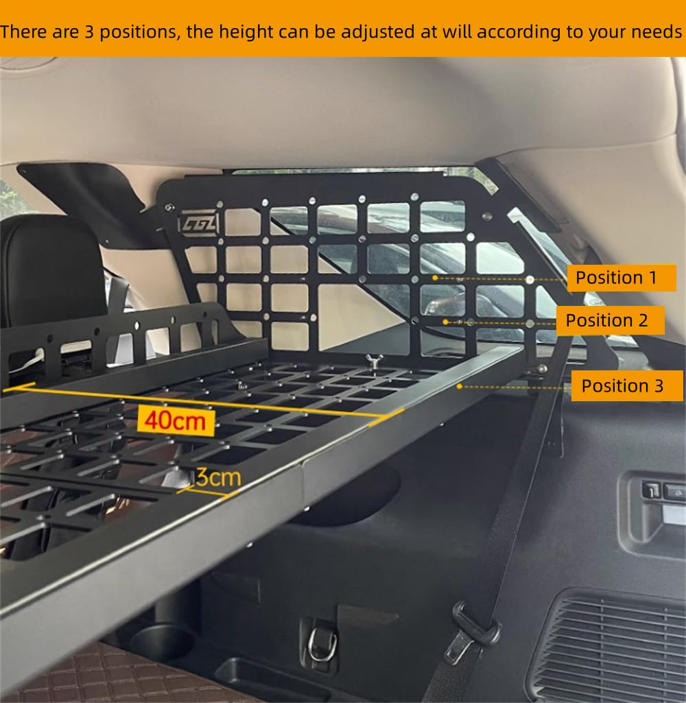 2020-2024 for Ford Explorer Modular Storage Panel Shelf Modification Molle Panel Rear Trunk Debris Rack Storage Carrier Trunk Organizer Kit Black Aluminum Alloy