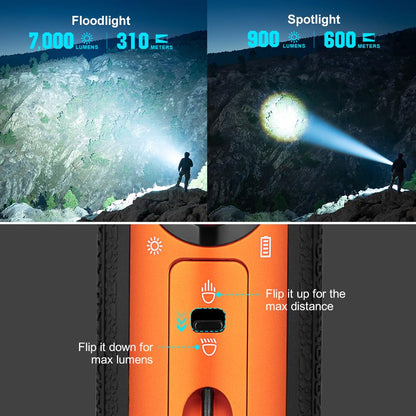 OLIGHT Marauder Mini 7,000 Lumens Bright Flashlight with 600 Meters Beam Distance, Powerful RGB Lights, Magnetic Rechargeable for Outdoors Work, Hunting, and Searching (Orange)
