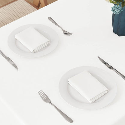 Veblandy 2 Pack Rectangle Tablecloth, 52x70 inch, Water Resistant Wrinkle Free Linen Textured Table Cloth Washable, Decorative Fabric Table Cover for Dining, Party and Camping, White