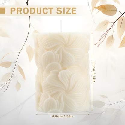 Threlaco Flower Pillar Candle Sculptured Ribbed Pillar Candle 3.8 x 2.6 inch Handmade Soy Wax Aesthetic for Wedding Gift Birthday Spa Yoga Home Party Decor