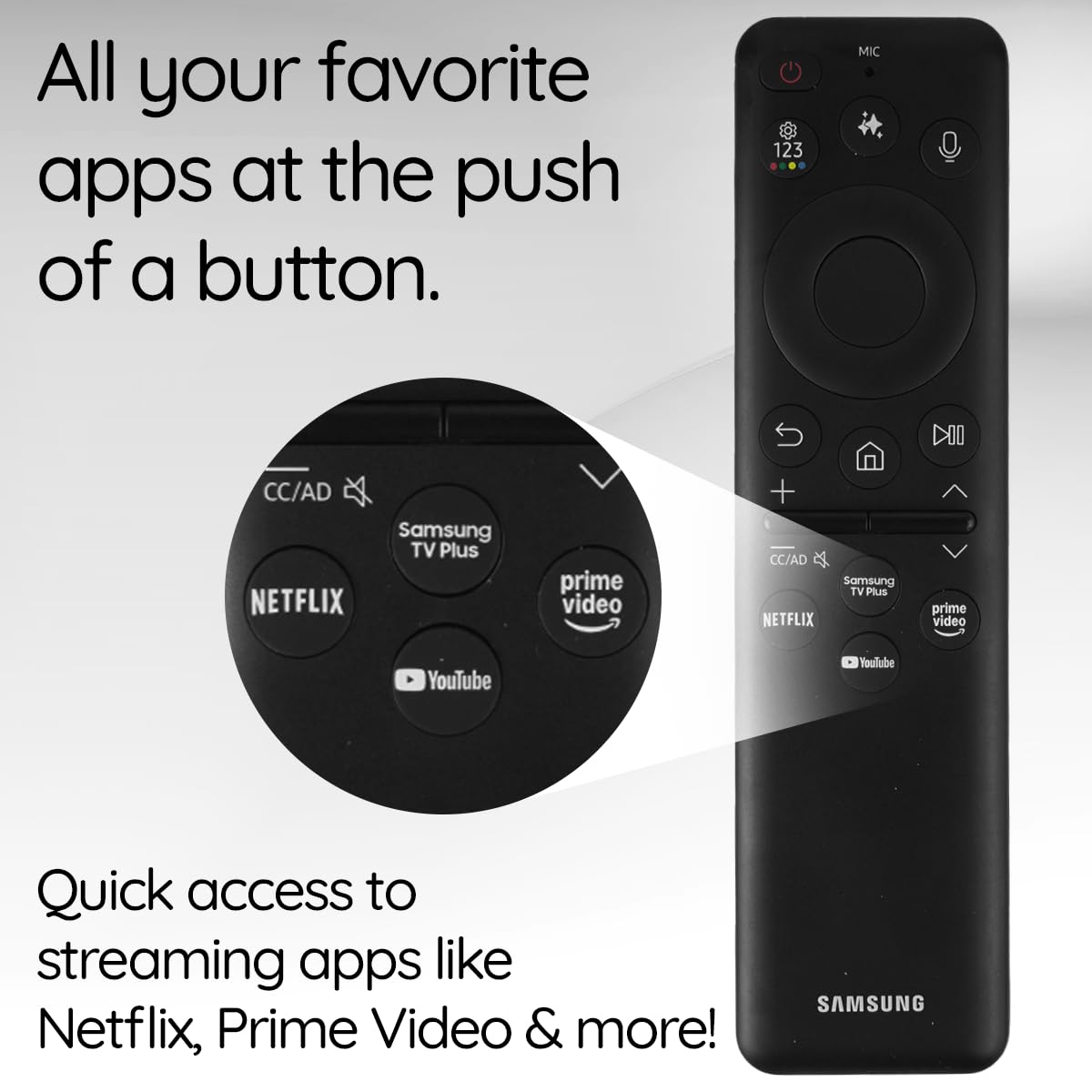 Ceybo Original Solar Voice Remote Control Replacement with YouTube Netflix Shortcut for Samsung Smart TVs, Compatible with Neo QLED 8K, QLED (BN59-01480A)