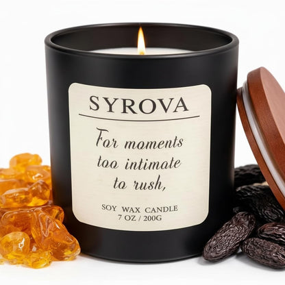 Amber & Tonka Bean Candle, Luxury Scented Soy Candle 7oz, Warm Cozy Fragrance for Home, Relaxing Aromatherapy Candle, Gift for Women, Long Lasting Jar Candle