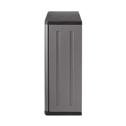 Suncast Wall Storage Cabinet for Garage Organization - 4 Cu. Ft. Wall Mounted Garage Cabinet with Shelf for Garden Supplies, Paint Cans & Outdoor Tools, Multi-Wall Resin Construction, Platinum