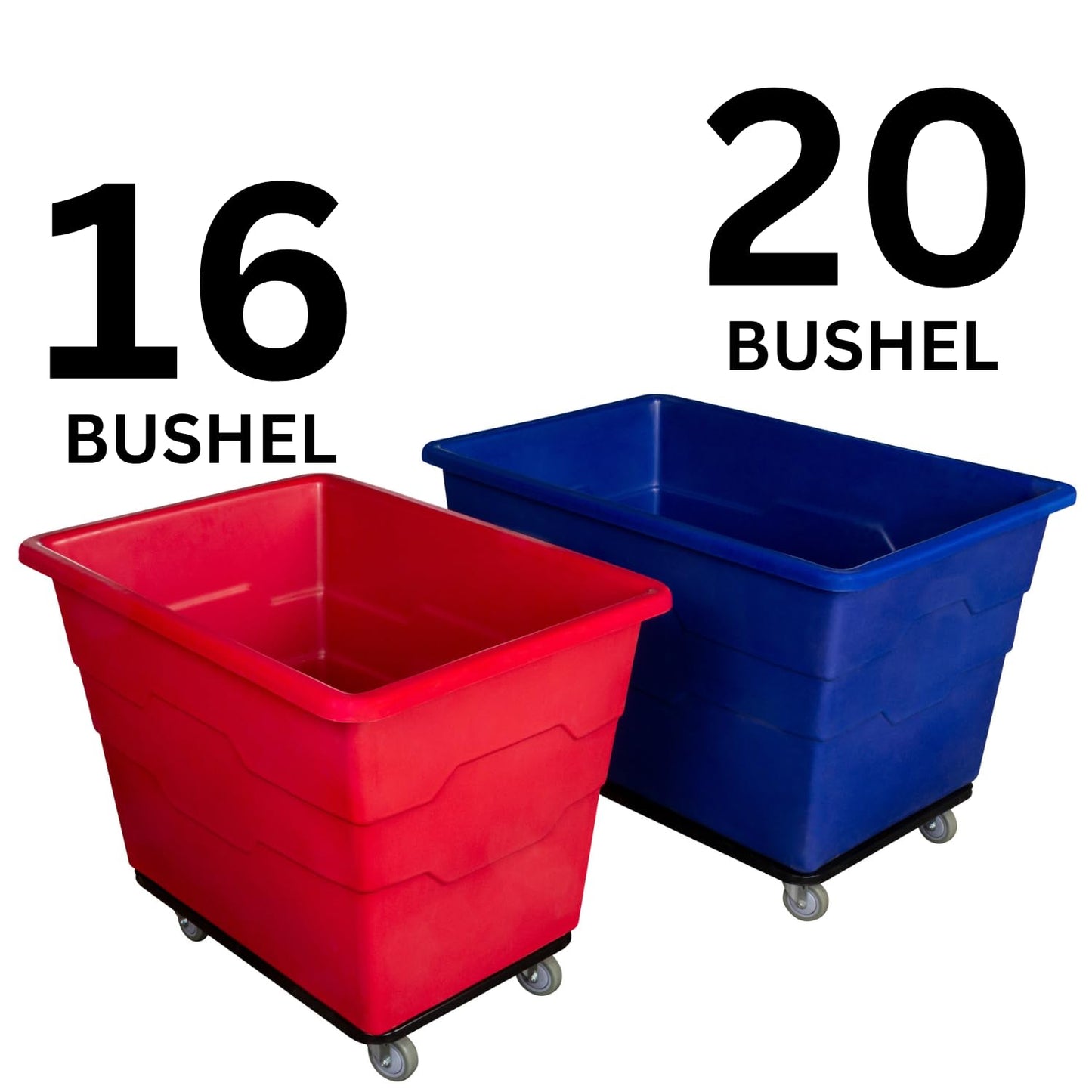 ReadySpace Commercial 20 Bushel Utility Cart with Steel Base, Poly Box Basket Truck, Laundry Cart, and Rolling Trash Bin, 51.5-Inch x 35.5-Inch x 36-Inch, 1000 Pound Weight Capacity, Black