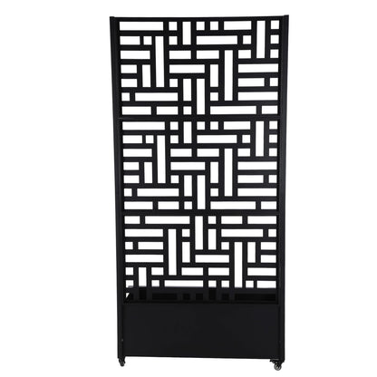Hubxinly 70.87x35.43x15.75 Inch Metal Planter Box with Trellis and Wheels Privacy Screen Planter with Drainage Holes Outdoor Garden Box for Climbing Plants Vine