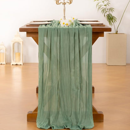 Socomi 10pcs Sage Green Cheesecloth Table Runner Summer Boho Rustic Gauze 120 inch 10FT Cheese Cloth Sheer Runner for Wedding Party Baby Shower Home Decor Holiday Decorations