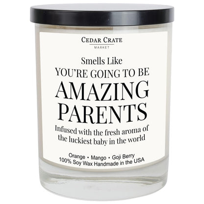 Cedar Crate Market - Gift for New Parents, Baby Shower, Gender Reveal, Mother’s & Father’s Day, Mango Orange Goji Berry Scented Candle – 100% Soy Wax Candle | Made in USA