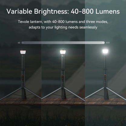 TEVOLE Camping Light Telescopic Collapsible 800 Lumens IP65 Waterproof with Product Image 4-in-1 Camping Light, Work Light, Video Flashlight 2000LM Rechargeable