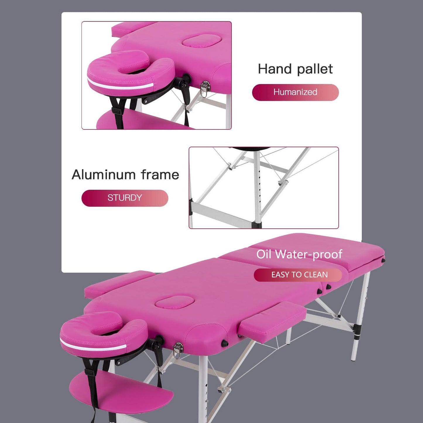 BestMassage Aluminium Massage Bed Portable Massage Table 24 inch Wide Lash Bed Height Adjustable 3 Folding with Non-Woven Bag for Spa Footmassage Facial CareSpa Tattoo