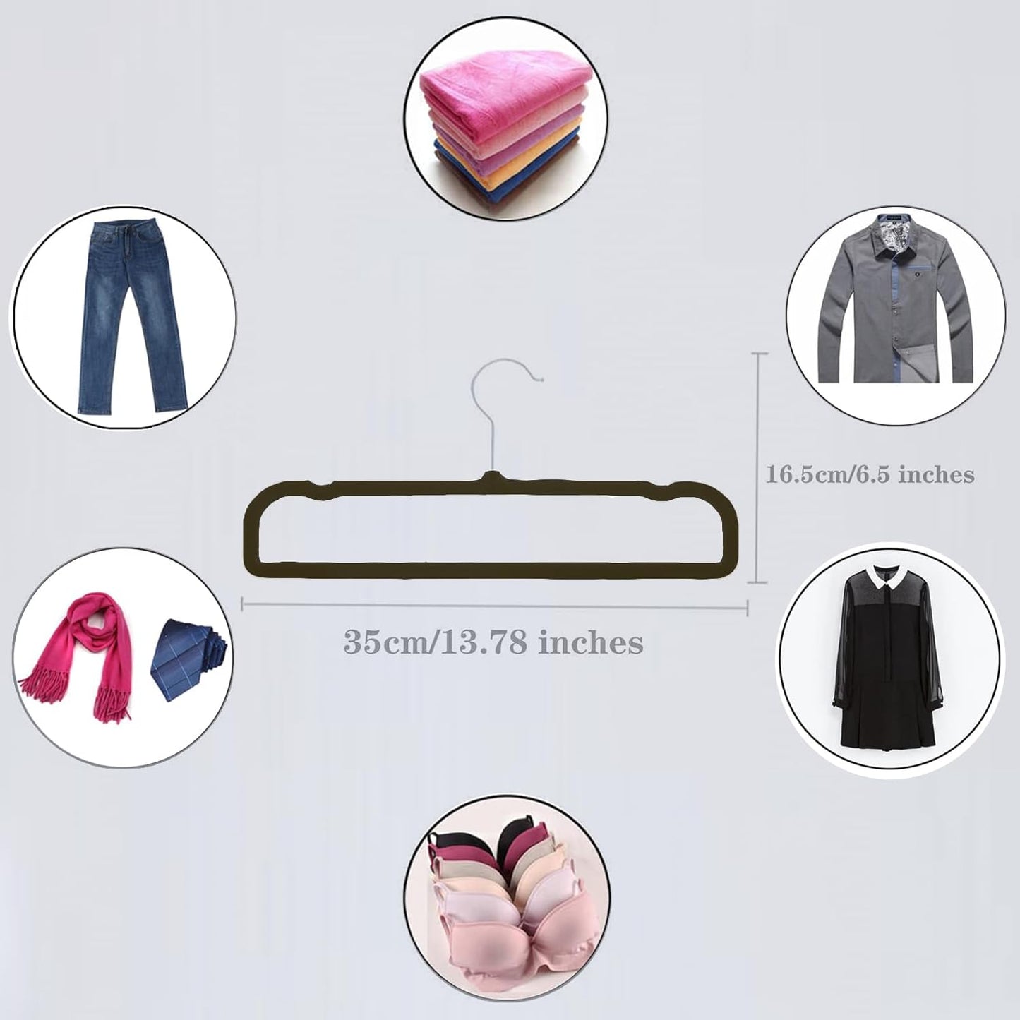 Velvet Hangers - Non-Slip Pants Hangers for Closet | 20 Pack Space-Saving Design with 360° Rotatable Hook (Black)