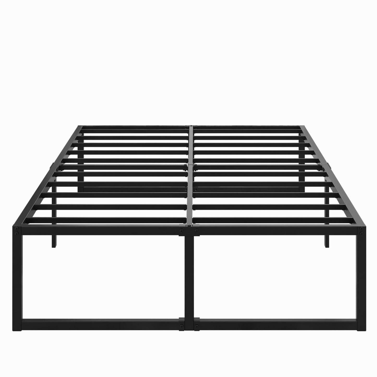 Lutown-Teen 18 Inch Queen Bed Frame with Cover Skirt, Heavy Duty Steel Slat Support Metal Platform Bed Frame Queen Size No Box Spring Needed, Easy Assembly, Black and Blue