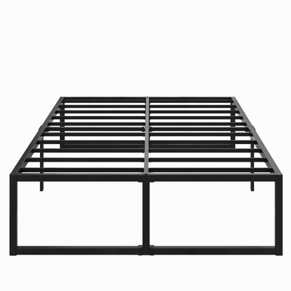 Lutown-Teen 18 Inch Queen Bed Frame with Cover Skirt, Heavy Duty Steel Slat Support Metal Platform Bed Frame Queen Size No Box Spring Needed, Easy Assembly, Black and Blue