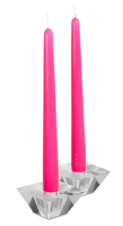 Hyoola 12 Pack Tall Taper Candles - 14 Inch Hot Pink - Fuchsia Dripless, Unscented Dinner Candle - Paraffin Wax with Cotton Wicks - 12 Hour Burn Time