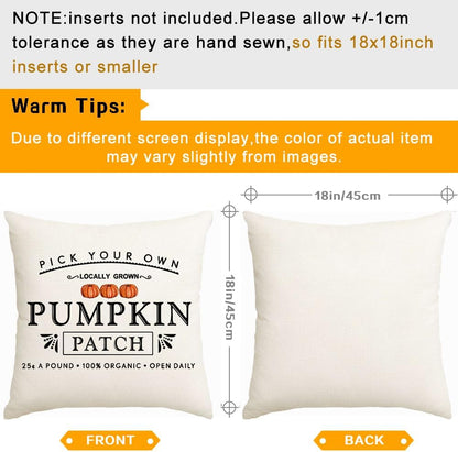 RABUSOFA Fall Pillow Covers - 18x18 Inch Waterproof Pumpkin Patch Design | Seasonal Home Decor