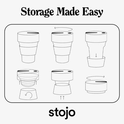 STOJO Collapsible Travel Cup - Reusable To-Go Pocket Size Silicone Bottle for Hot and Cold Drinks - Perfect for Camping - Microwave & Dishwasher Safe (Carnation, 16 Ounce (Pack of 1))
