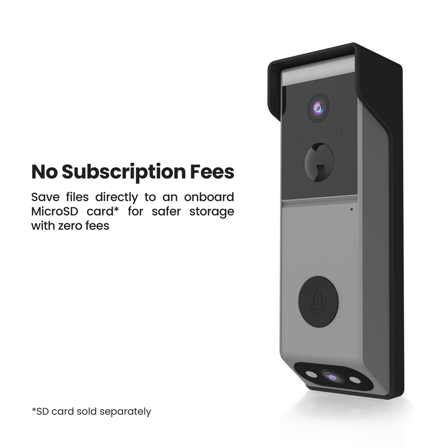 Feit Electric Doorbell Camera, 2.4 GHz WiFi, No Hub, Two-Way Audio, Motion Detection, Night Vision, 1080p HD, Micro SD Card Storage, Wireless Chime Included, Hardwired, CAM/Door/WiFi