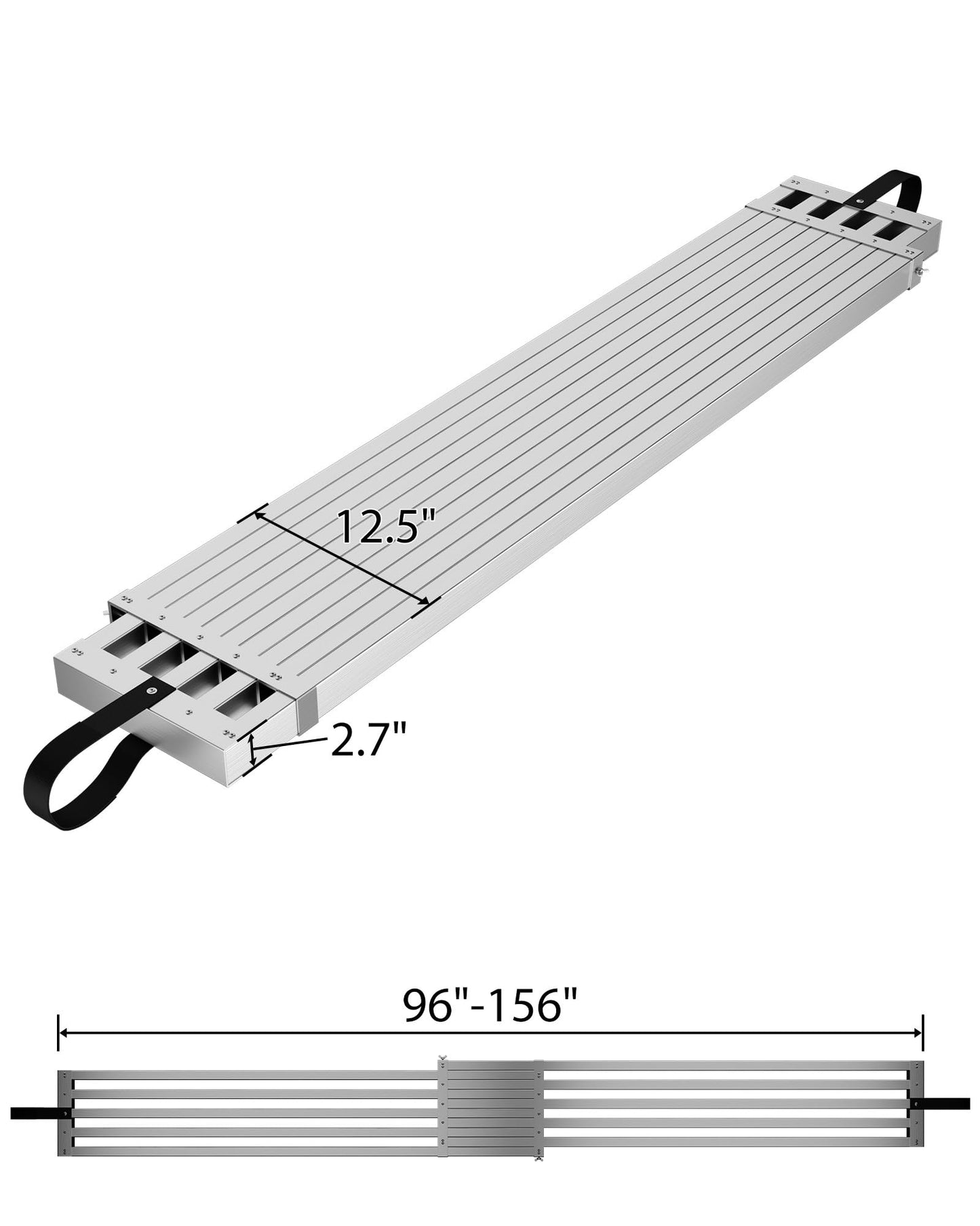 8-13FT Aluminum Telescoping Work Plank, 440 LBS Capacity Aluminum Extension Plank, Scaffolding Plank with Skid-Proof Platform Scaffold Ladder Accessory