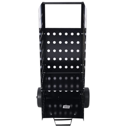 Ball & Cast 41" Firewood Log Cart Carrier Outdoor or Indoor Steel Wood Rack Storage Mover with Rolling Wheeled,Heavy Duty Wood Moving Equipment for Patios Backyard,Garden,Black