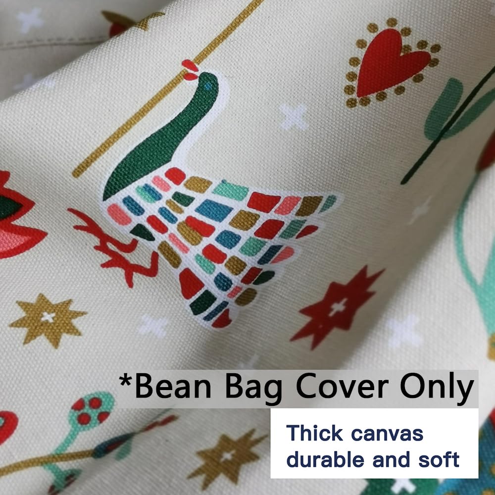 YuppieLife Stuffed Animal Storage Bean Bag Chairs Canvas Cover for Kids(No Filling)/Machine Washable and Durable Toddler Bean Bag Sofa Cover for Room Decor (Kid Painting, 38”)
