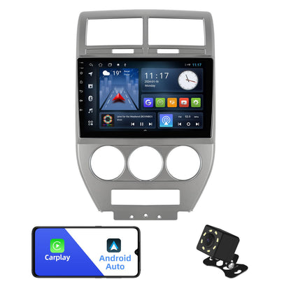 2+32G Android 12 Double Din Car Stereo for Compass Patriot 2007-2009 with 10.1 Inch Touchscreen Radio Built-in Wireless Carplay/Android Auto/GPS/WiFi 6/Bluetooth 5.4/FM/AUX-in/SWC/Backup Camera