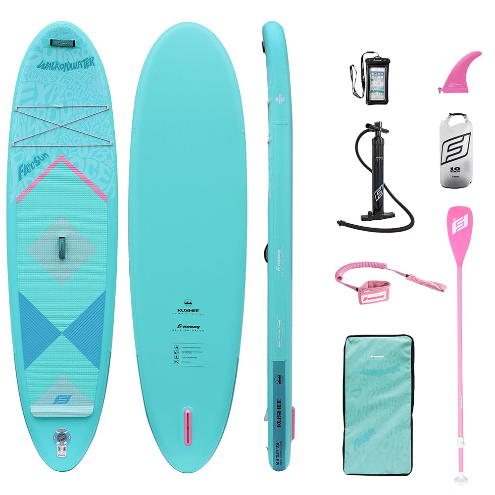 FREESUN KUSHEE 10’6” x 31” Inflatable Stand Up Paddle Board, All-Around iSUP for Beginners & Adults, Glue-Free Heat-Fusion Tech for Extra Durability, Stable Wide Nose, Lightweight Blow Up SUP,Blue