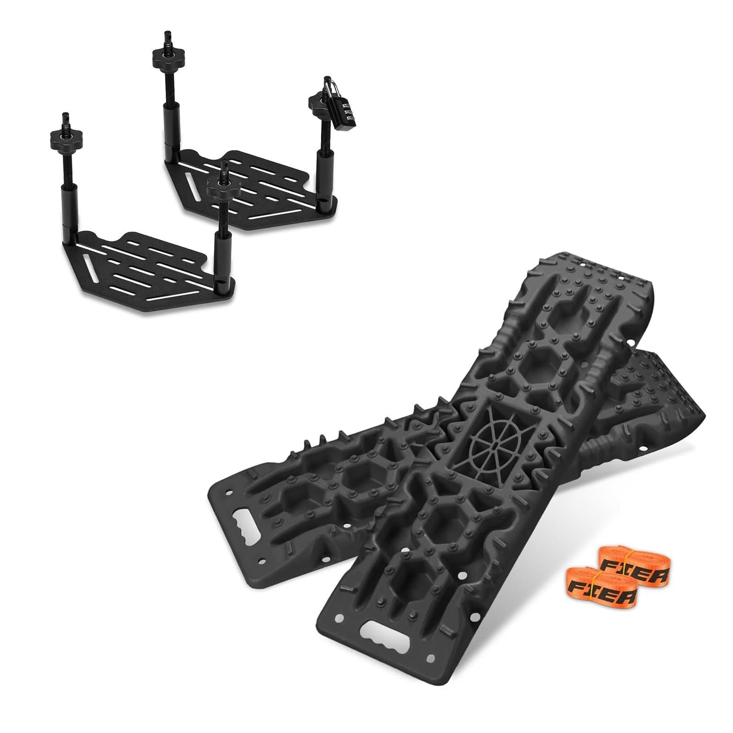 FieryRed Traction Boards Offroad, Recovery Boards with Jack Lift Base, Recovery Traction Board Mounting Kit