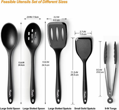 Skiennix Silicone Cooking Utensils Set - Heat Resistant Non-Stick Spatulas & Spoons | BPA-Free Kitchen Tools