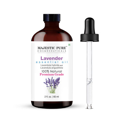 Majestic Pure Lavender Essential Oil with Glass Dropper - Huge 4 Fl Oz - 100% Pure and Natural Lavender Oil - Premium Grade Essential Oils for Diffuser, Aromatherapy, Soap and Candle Making