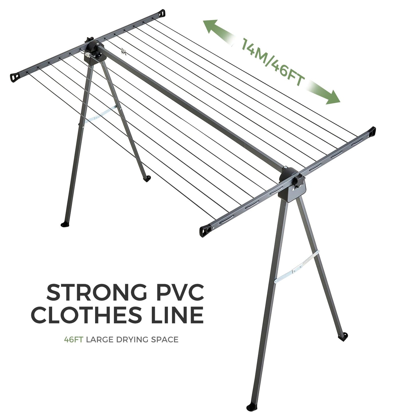 Sukkiri Homu Outdoor Clothes Drying Clothesline Rack, Heavy-Duty Steel Collapsible Laundry Drying Rack, Foldable & Portable Garment Drying Stand for Patio, Yard, Travel, Space-Saving Design