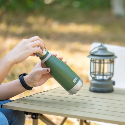 Skiennix 9 oz Stainless Steel Insulated Water Bottle - Leak Proof Mini Cola Shape for Kids (Grass Green)
