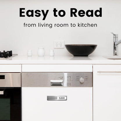 Dishwasher Magnet Clean Dirty Sign Stainless Steel Non-Scratch Strong Magnet Extra Adhesive Options Easy to Slide and Read Tells You Whether Dishes are Clean or Dirty (Grey/White Style)