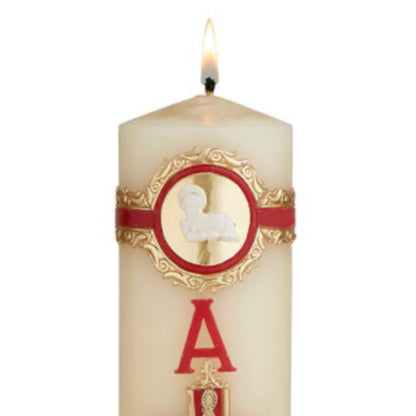 Needzo Lamb of God Paschal Candle Catholic Church Supplies, Home Prayer Space Sanctuary Decoration, Unscented Pillar Candles, 8 Inches