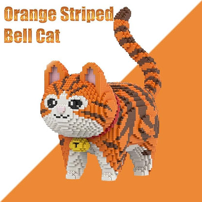 Animal Orange Striped Bell Cat Micro Building Blocks Set（8000PCS） Gift for Adult and Kid