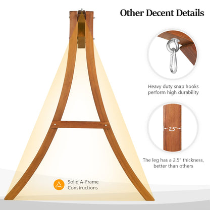 VINGLI 6.7FT Porch Swing Frame, 1000LBS Heavy Duty A-Frame Wooden Porch Swing Stand with Curved Arc Top for 5FT Porch Swing, Large Swing Hanger for Garden, Patio, Backyard & Indoor, Brown