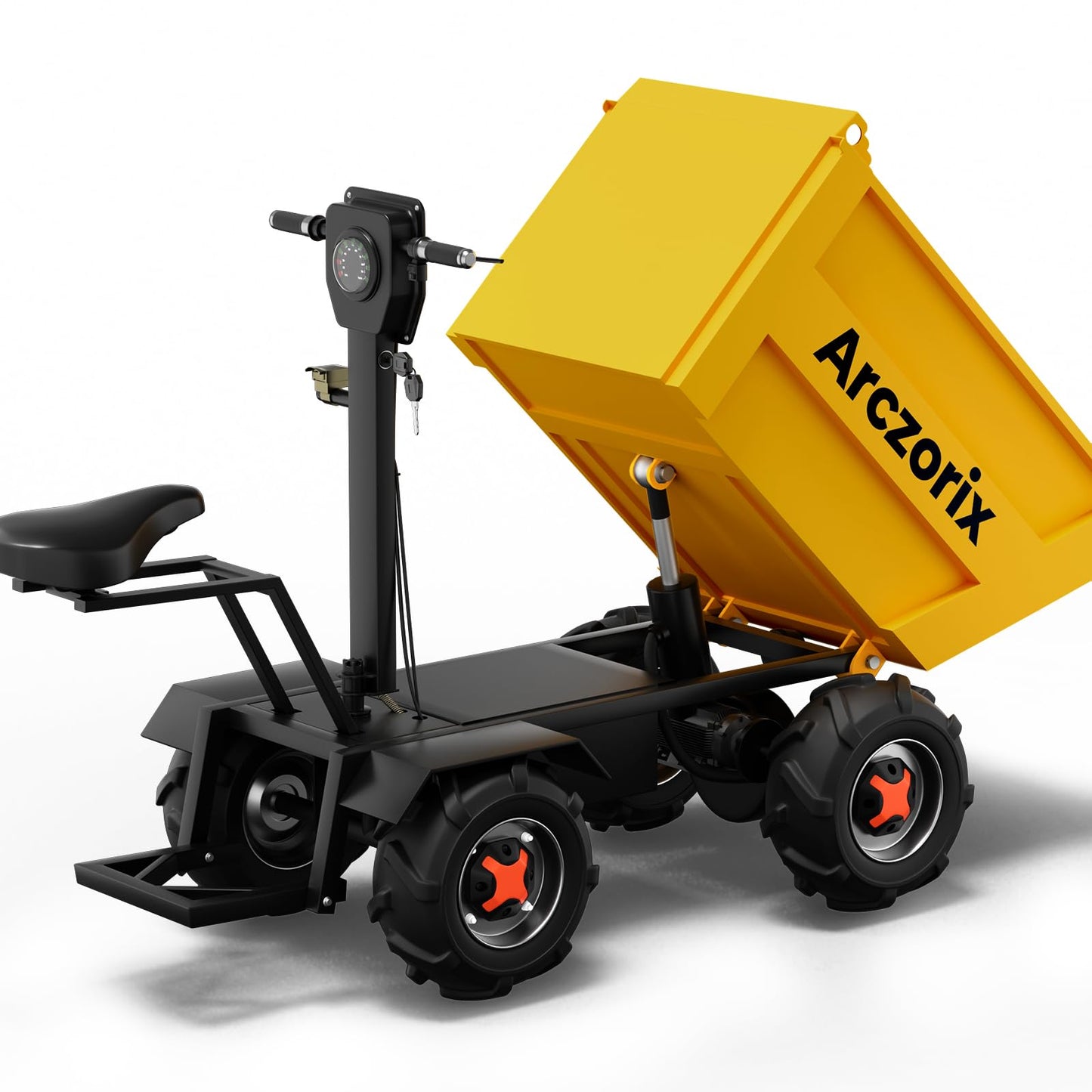 [Electric Hydraulic Dumping] Arczorix Wheelbarrow Utility Cart 60V 20Ah 2000W Capacity 2205Lbs with One-Key Lifting and Lowering Dumper & All-Terrain Wheels, Material Hauler, Electric Wagon