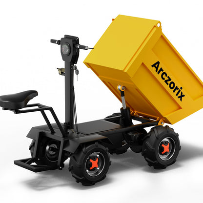 [Electric Hydraulic Dumping] Arczorix Wheelbarrow Utility Cart 60V 20Ah 2000W Capacity 2205Lbs with One-Key Lifting and Lowering Dumper & All-Terrain Wheels, Material Hauler, Electric Wagon