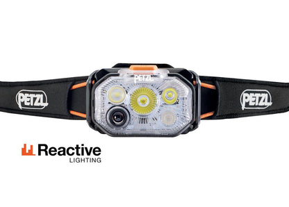 PETZL Swift RL Headlamp - Lightweight & Rechargeable 1200 Lumen Headlamp - Black/Orange