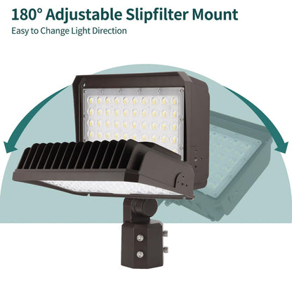kadision 200W LED Flood Light with Dusk-to-Dawn Photocell, 200W/150W/100W Adjustable 26000lm 5000K 100-277V IP65 Waterproof, Slip Fitter Mount LED Parking Lot Light, ETL Listed