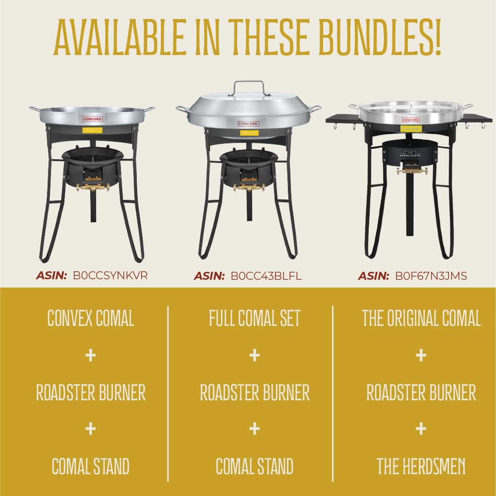 CONCORD Stainless Steel 3 Piece 22" Comal Cookware Set. Comales Discada Set