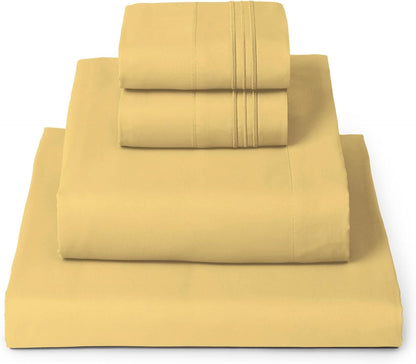Mellanni California King Sheets Set - 4 PC Hotel Luxury Bedding | Extra Soft, Cooling, Wrinkle-Resistant (Yellow)