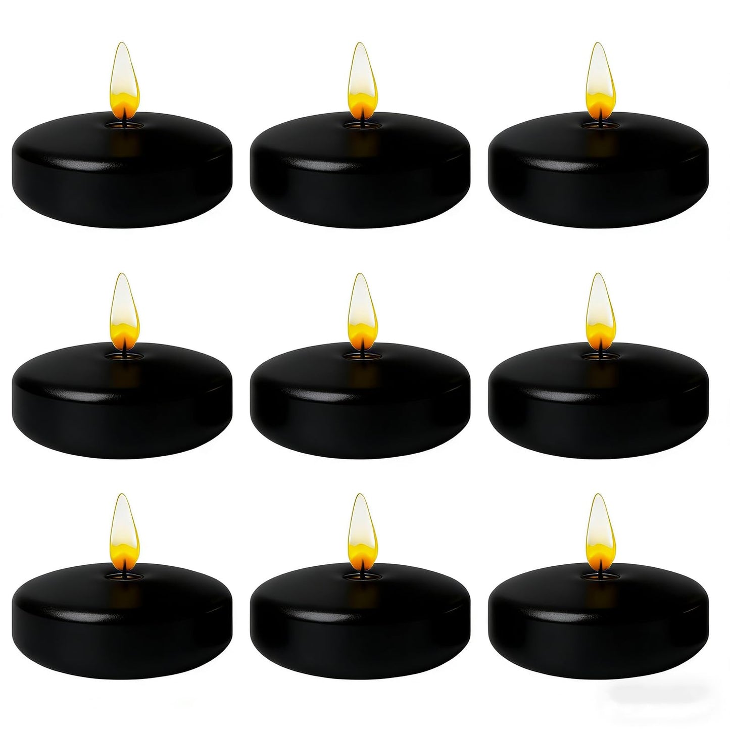 Black Floating Candles 3 inch 12 Pack - Floating Candles for centerpieces - Wedding Decor - Burning Time 8-10 Hours