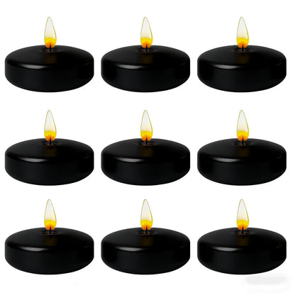 Black Floating Candles 3 inch 12 Pack - Floating Candles for centerpieces - Wedding Decor - Burning Time 8-10 Hours