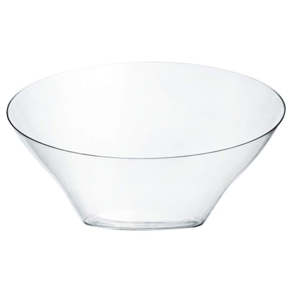 PLASTICPRO Disposable Angled Plastic Bowls Round Medium Serving Bowl, Elegant for Party's, Snack, or Salad Bowl, Clear Pack of 4