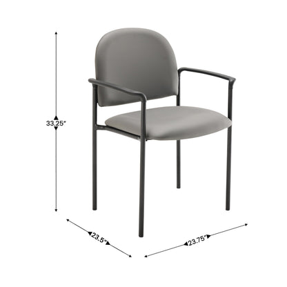 Flash Furniture Tiffany Side Reception Chair with Armrests, Stackable Vinyl Waiting Room Chair for Commercial or Residential Use, Gray