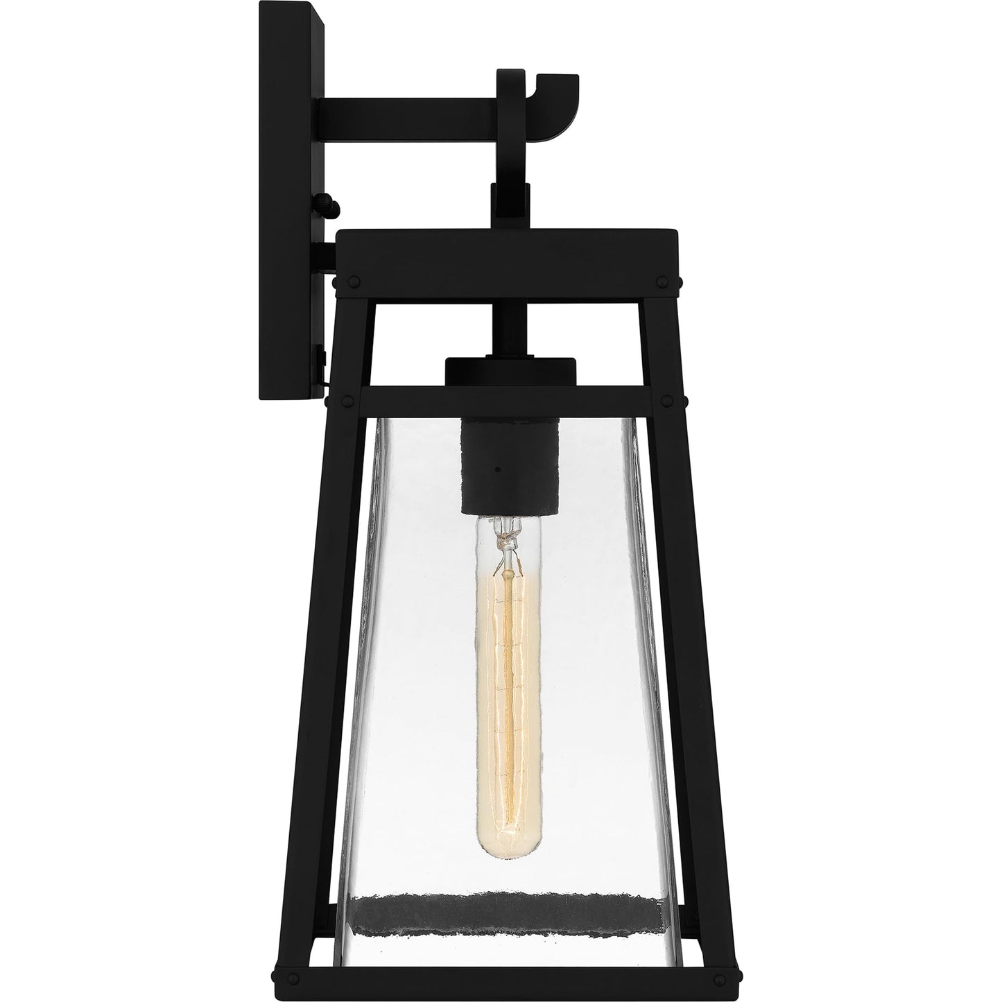 Quoizel Godfrey Outdoor Wall Lantern, Coastal Armour 17 Inch 1-Light Matte Black Transitional Wall Sconce, Clear Rain Glass, 100W, Decorative Outside Lights for Patio, Porch, Garage or Yard