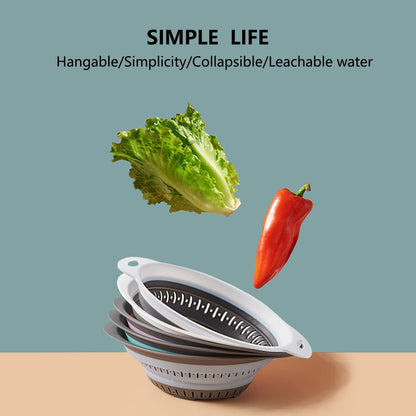 Collapsible Colander and Strainer,Silicone Strainer Colanders & Food Strainers,for Vegetable and Fruit, Kitchen Essentials (2, White, 1.3L+2.5L)