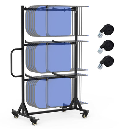 Folding Chair and Table Cart,400LBS Weight Capacity Folding Chair Dolly Maximize The Use of Vertical Space 4pcs Swivel Caster Folding Chair Cart with Straps Simplify Transportation of Chair and Table