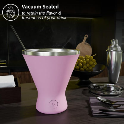 Mother’s Day Gift for Mom - [Pack of 1, Pink] Stainless Steel Martini Glass, Unbreakable Metal Cocktail Glass, Unique Gift for Women Wife, 10oz Elegant Drinkware